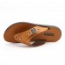 Fashion-Forward Men's Flip-Flops in Textured Tan Faux Leather with Studded Details - Ideal for Leisure Activities and Casual Wear