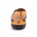 Fashion-Forward Men's Flip-Flops in Textured Tan Faux Leather with Studded Details - Ideal for Leisure Activities and Casual Wear