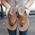 Fashion-Forward Men's Flip-Flops in Textured Tan Faux Leather with Studded Details - Ideal for Leisure Activities and Casual Wear