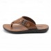 Fashion-Forward Men's Flip-Flops in Textured Tan Faux Leather with Studded Details - Ideal for Leisure Activities and Casual Wear
