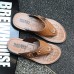 Fashion-Forward Men's Flip-Flops in Textured Tan Faux Leather with Studded Details - Ideal for Leisure Activities and Casual Wear