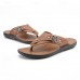 Fashion-Forward Men's Flip-Flops in Textured Tan Faux Leather with Studded Details - Ideal for Leisure Activities and Casual Wear