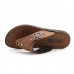 Fashion-Forward Men's Flip-Flops in Textured Tan Faux Leather with Studded Details - Ideal for Leisure Activities and Casual Wear