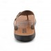 Fashion-Forward Men's Flip-Flops in Textured Tan Faux Leather with Studded Details - Ideal for Leisure Activities and Casual Wear
