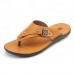Fashion-Forward Men's Flip-Flops in Textured Tan Faux Leather with Studded Details - Ideal for Leisure Activities and Casual Wear