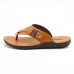 Fashion-Forward Men's Flip-Flops in Textured Tan Faux Leather with Studded Details - Ideal for Leisure Activities and Casual Wear