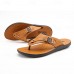 Fashion-Forward Men's Flip-Flops in Textured Tan Faux Leather with Studded Details - Ideal for Leisure Activities and Casual Wear