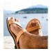 Men's Brown Faux Leather Slide Sandals with Comfortable Strap Design Casual Summer Footwear for Beach, Outdoor & Everyday Wear