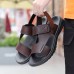 Men's Brown Adjustable Strap Sandals Casual, Comfortable Outdoor Footwear for Summer and Vacation