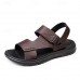 Men's Brown Adjustable Strap Sandals Casual, Comfortable Outdoor Footwear for Summer and Vacation