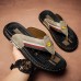 Men's Slippers & Flip-Flops Split Leather Breathable Comfortable Slip Resistant Loafer Black Khaki Beige