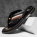 Men's Slippers & Flip-Flops Split Leather Breathable Comfortable Slip Resistant Loafer Black Khaki Beige