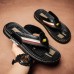 Men's Slippers & Flip-Flops Split Leather Breathable Comfortable Slip Resistant Loafer Black Khaki Beige
