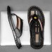 Men's Slippers & Flip-Flops Split Leather Breathable Comfortable Slip Resistant Loafer Black Khaki Beige