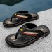 Men's Slippers & Flip-Flops Split Leather Breathable Comfortable Slip Resistant Loafer Black Khaki Beige