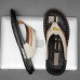 Men's Slippers & Flip-Flops Split Leather Breathable Comfortable Slip Resistant Loafer Black Khaki Beige