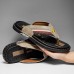 Men's Slippers & Flip-Flops Split Leather Breathable Comfortable Slip Resistant Loafer Black Khaki Beige