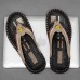 Men's Slippers & Flip-Flops Split Leather Breathable Comfortable Slip Resistant Loafer Black Khaki Beige