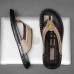 Men's Slippers & Flip-Flops Split Leather Breathable Comfortable Slip Resistant Loafer Black Khaki Beige