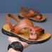 Men's Brown Faux Leather Sports Sandals with Adjustable Strap and Comfortable Sole Perfect for Outdoor Activities and Casual Wear