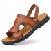 Men's Brown Faux Leather Sports Sandals with Adjustable Strap and Comfortable Sole Perfect for Outdoor Activities and Casual Wear