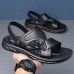 Men's Brown Faux Leather Sports Sandals with Adjustable Strap and Comfortable Sole Perfect for Outdoor Activities and Casual Wear