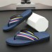 Men's Brown Flip Flops with Multi-Color Striped Strap, Casual Style for Beach and Summer Wear