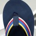 Men's Brown Flip Flops with Multi-Color Striped Strap, Casual Style for Beach and Summer Wear