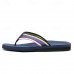 Men's Brown Flip Flops with Multi-Color Striped Strap, Casual Style for Beach and Summer Wear