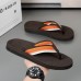 Men's Brown Flip Flops with Multi-Color Striped Strap, Casual Style for Beach and Summer Wear