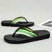 Men's Brown Flip Flops with Multi-Color Striped Strap, Casual Style for Beach and Summer Wear