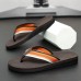 Men's Brown Flip Flops with Multi-Color Striped Strap, Casual Style for Beach and Summer Wear