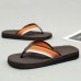 Men's Brown Flip Flops with Multi-Color Striped Strap, Casual Style for Beach and Summer Wear