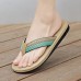 Red Men's Flip-Flops with Black and Gold Striped Thong Strap - Casual Summer Beach Sandals for Outdoor Activities
