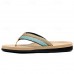 Red Men's Flip-Flops with Black and Gold Striped Thong Strap - Casual Summer Beach Sandals for Outdoor Activities