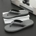 Red Men's Flip-Flops with Black and Gold Striped Thong Strap - Casual Summer Beach Sandals for Outdoor Activities