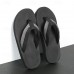 Red Men's Flip-Flops with Black and Gold Striped Thong Strap - Casual Summer Beach Sandals for Outdoor Activities