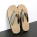 Red Men's Flip-Flops with Black and Gold Striped Thong Strap - Casual Summer Beach Sandals for Outdoor Activities