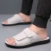 Men's Tan Suede Slide Sandals - Adjustable Strap, Lightweight, Comfortable Slip-On Style for Casual Summer Wear and Indoor Use