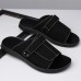 Men's Tan Suede Slide Sandals - Adjustable Strap, Lightweight, Comfortable Slip-On Style for Casual Summer Wear and Indoor Use
