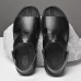 Men's Black Leather Sandals with Adjustable Strap, Stylish Cross-Design for Casual, Outdoor and Summer Wear