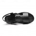 Men's Black Leather Sandals with Adjustable Strap, Stylish Cross-Design for Casual, Outdoor and Summer Wear