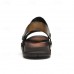 Men's Black Leather Sandals with Adjustable Strap, Stylish Cross-Design for Casual, Outdoor and Summer Wear