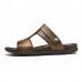 Men's Black Leather Sandals with Adjustable Strap, Stylish Cross-Design for Casual, Outdoor and Summer Wear