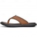 Men's Brown Faux Leather Flip-Flop Sandals with Comfortable Footbed and Durable Rubber Sole - Ideal for Casual Summer Outings and Beachwear
