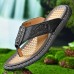 Men's Brown Faux Leather Flip-Flop Sandals with Comfortable Footbed and Durable Rubber Sole - Ideal for Casual Summer Outings and Beachwear