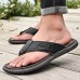 Men's Brown Faux Leather Flip-Flop Sandals with Comfortable Footbed and Durable Rubber Sole - Ideal for Casual Summer Outings and Beachwear