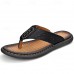 Men's Brown Faux Leather Flip-Flop Sandals with Comfortable Footbed and Durable Rubber Sole - Ideal for Casual Summer Outings and Beachwear