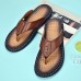 Men's Brown Faux Leather Flip-Flop Sandals with Comfortable Footbed and Durable Rubber Sole - Ideal for Casual Summer Outings and Beachwear