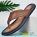 Men's Brown Faux Leather Flip-Flop Sandals with Comfortable Footbed and Durable Rubber Sole - Ideal for Casual Summer Outings and Beachwear